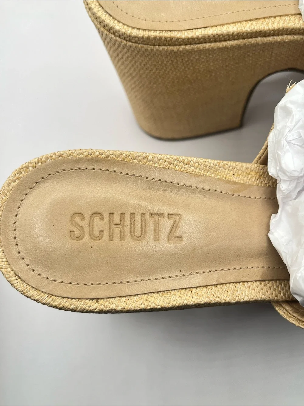 Schutz Dalle Cutout Women's 10.5B Beige Platform Mule Sandals